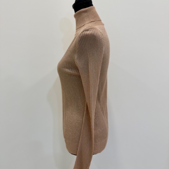 Boston Proper Sparkling Gold Thread Turtleneck, Lightweight, Versatile, Size M - Picture 6 of 11